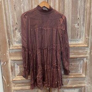 Elegant Plum Smocked Women's Dress